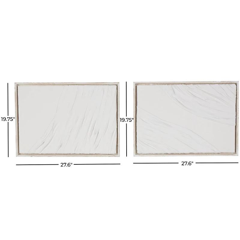 28" x 20" White Distressed Wood Abstract Wavy Wall Decor, Set of 2