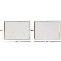 28" x 20" White Distressed Wood Abstract Wavy Wall Decor, Set of 2