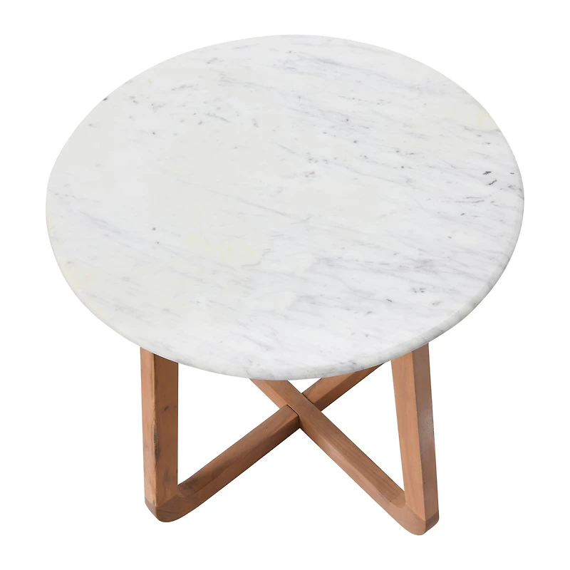 Hello Honey® Modern Bohemian Marble & Wood Round End Table
