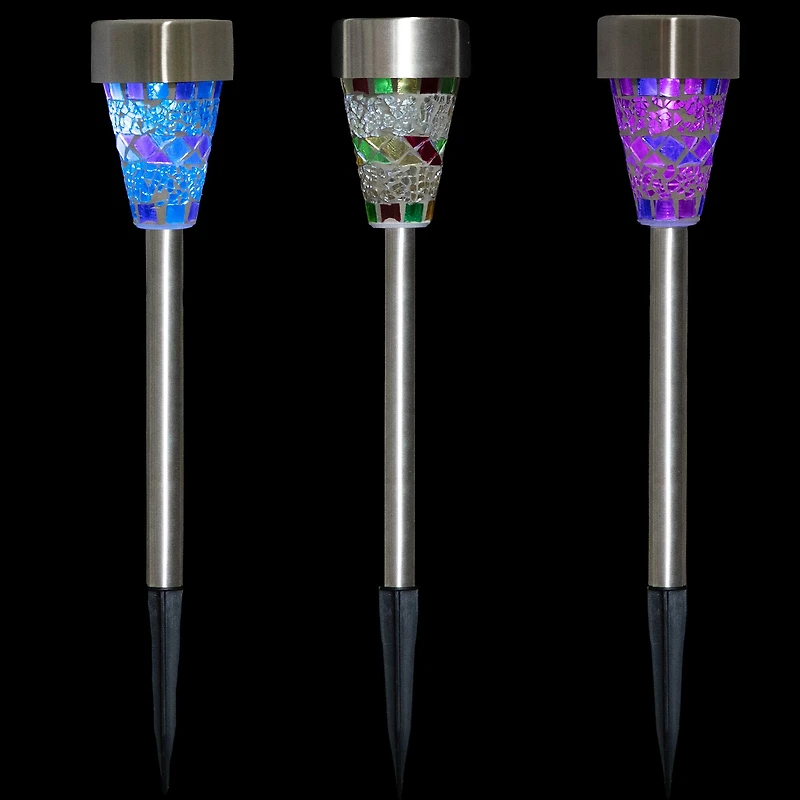 Mosaic Stained Glass Solar LED Pathway Lights Set