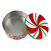 Peppermints & Candy Canes Round Christmas Tin by Makery™