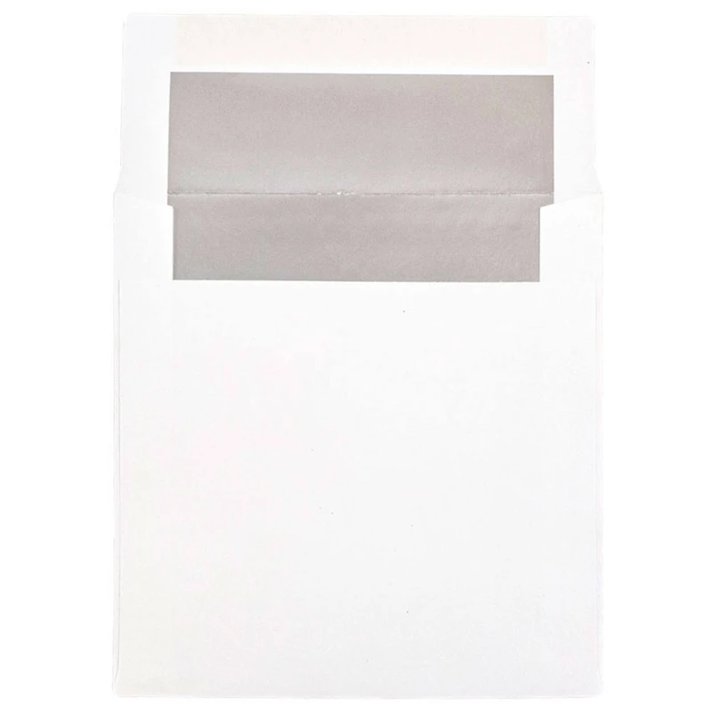 JAM Paper 6" x 6" Square Silver Foil Lined Invitation Envelopes