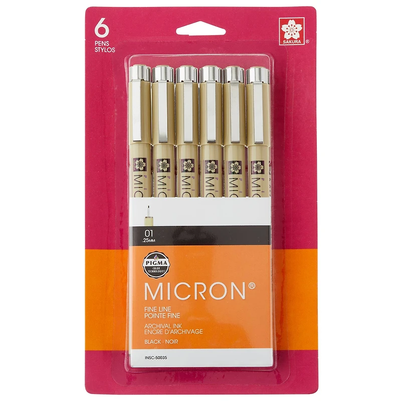 6 Packs: 6 ct. (36 total) Pigma® Micron™ 01 Fine Line Black Pens