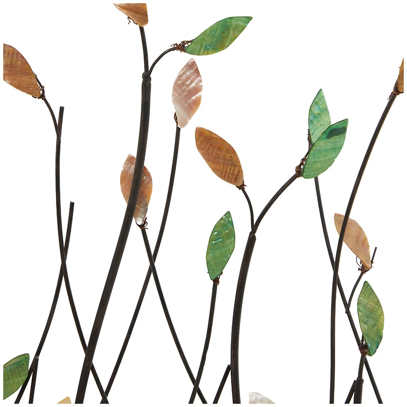 26.5" Black Metal Leaf with Black Base Sculpture