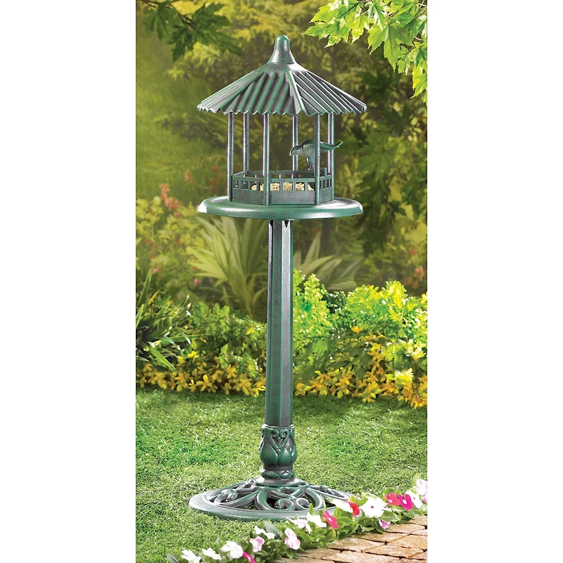 3.3ft. Verdigris Gazebo Standing Bird Feeder