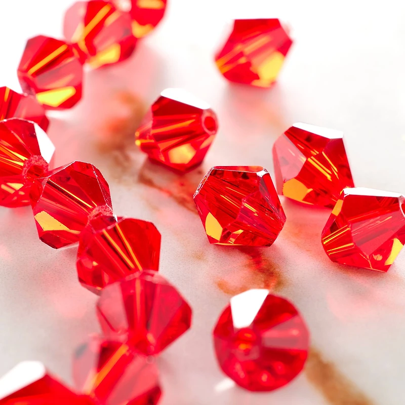 Red Glass Faceted Bicone Beads, 10mm by Bead Landing™