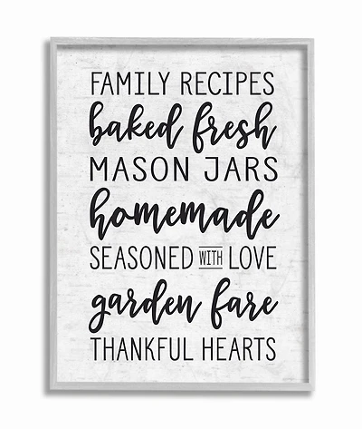 Stupell Industries Family Recipes Gray Framed Wall Art