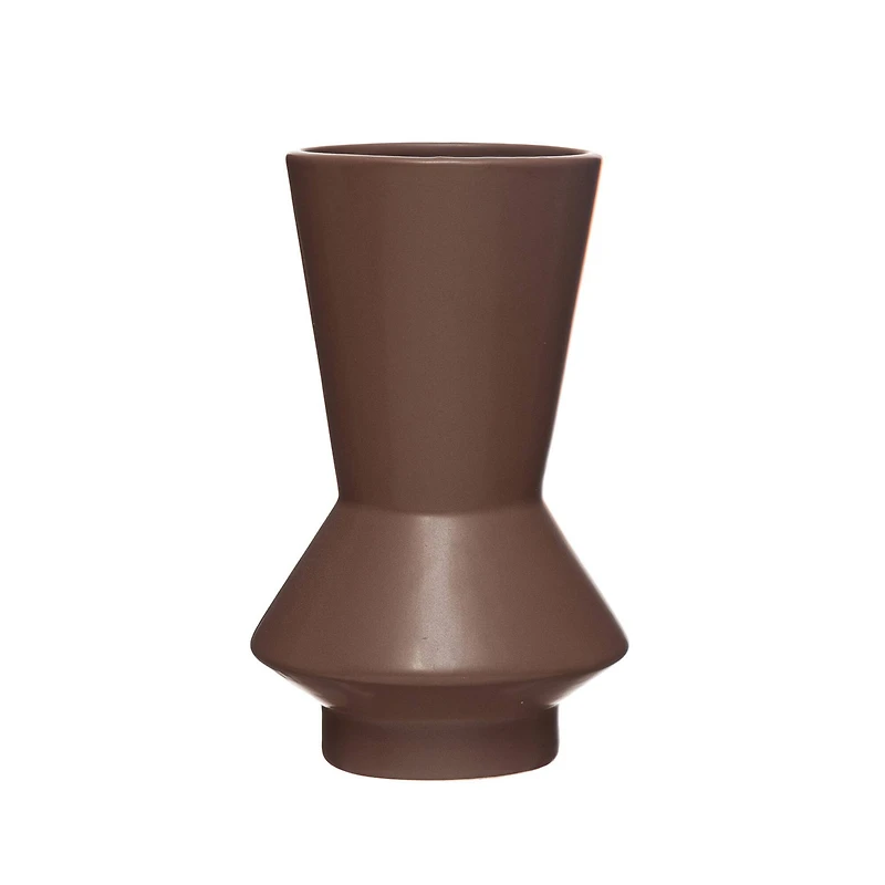 Hello Honey® 8" Eggplant Hourglass Shaped Stoneware Vase