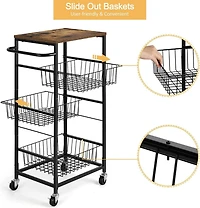 Black 4-Tier Metal Rolling Kitchen Cart
