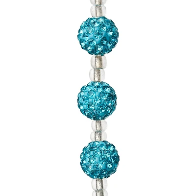 12 Pack: Aqua Rhinestone Studded Round Beads, 10mm by Bead Landing™