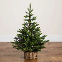 3ft. Artificial Balsam Fir Christmas Tree with Pine Cones in Jute Wire Planter