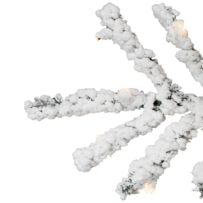 7.5ft. Pre-Lit Medium Flocked IPT Artificial Garden Christmas Tree, Warm White LED Lights