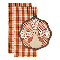 Thanksgiving Holiday Gobble Turkey Potholder Gift Set