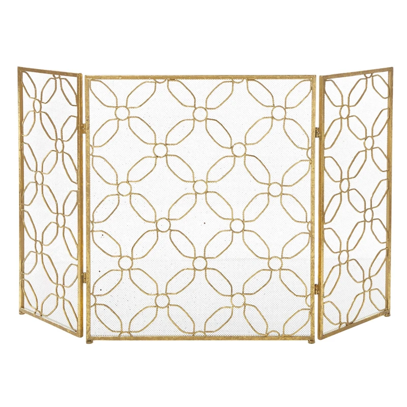 Gold Metal Contemporary Fireplace Screen