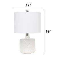 Lalia Home 19" Off-White Ceramic Eyelet Pattern Floral Textured Table Lamp