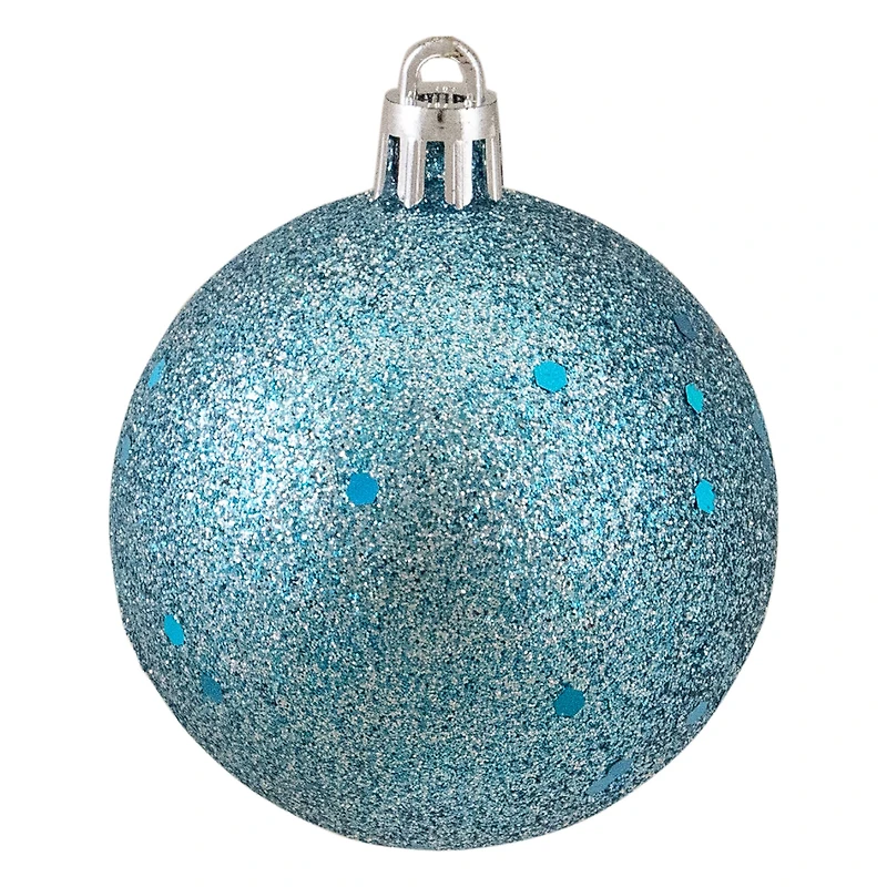 60ct Shatterproof Turquoise Blue 4-Finish Ball Ornaments