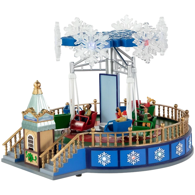 LED Lighted Animated and Musical Carnival Ride Christmas Village Display - 12"