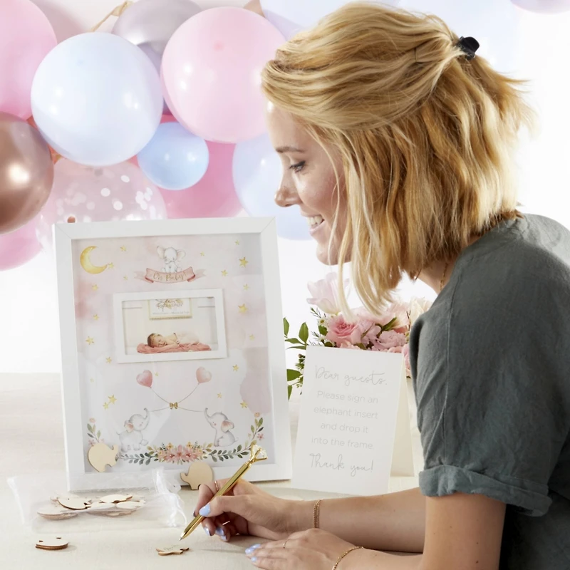 Kate Aspen® Pink Elephant Baby Shower Guest Book Alternative