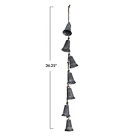 Hello Honey® 36.25" Silver Hanging Galvanized Metal Bells on Jute Rope