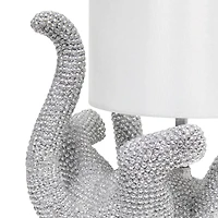 Lalia Home 12.6" Silver Diamond Studded Cat Table Lamp with Faux Silk Shade
