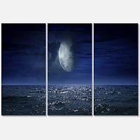 Designart - Full Moon Over Dark Ocean At Night
