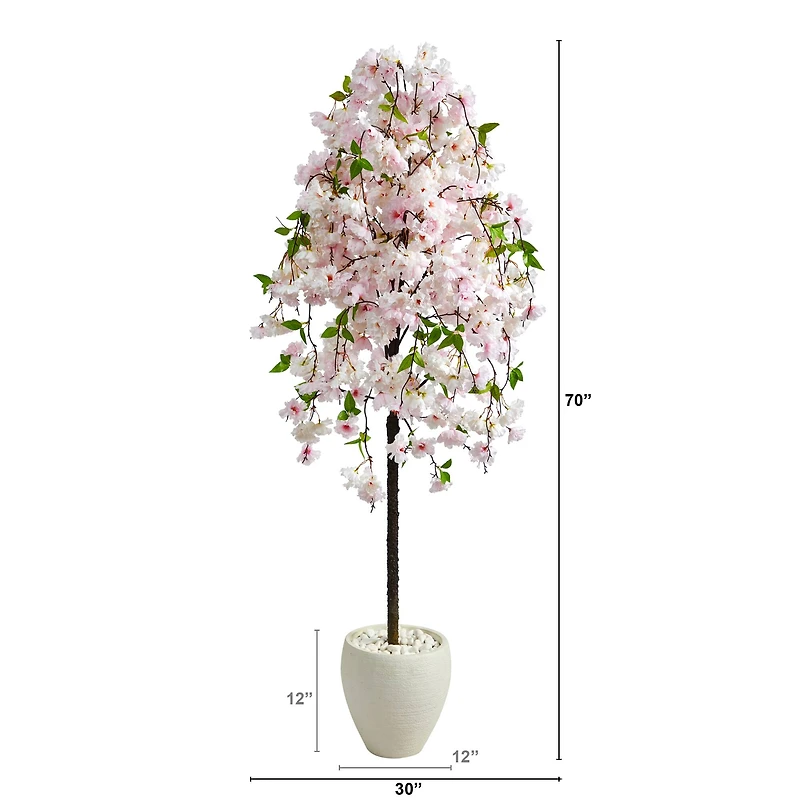 6ft. Cherry Blossom Artificial Tree in White Planter