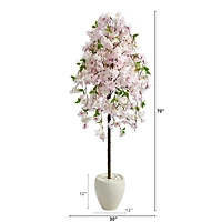 6ft. Cherry Blossom Artificial Tree in White Planter