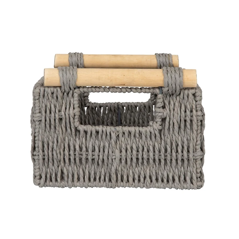 Household Essentials Paper Rope with Wooden Handles Basket Set