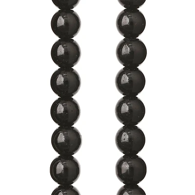 12 Pack: Black Glass Round Beads, 8mm by Bead Landing™