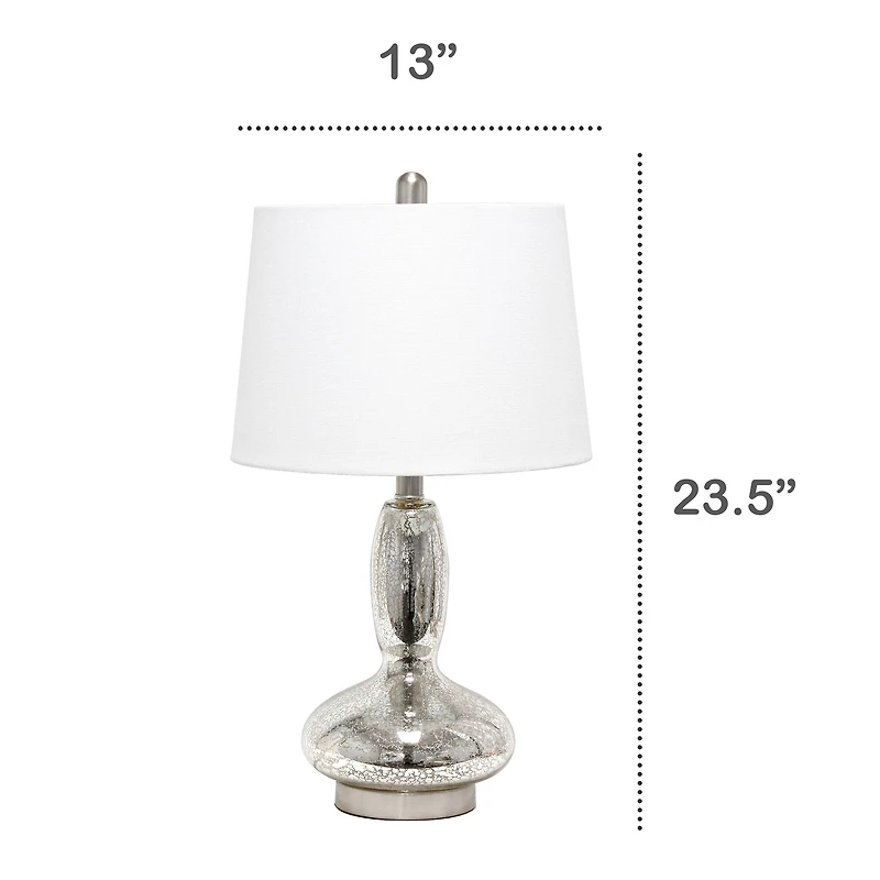 Lalia Home 23.5" Glass Dollop Table Lamp with White Fabric Shade