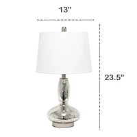 Lalia Home 23.5" Glass Dollop Table Lamp with White Fabric Shade