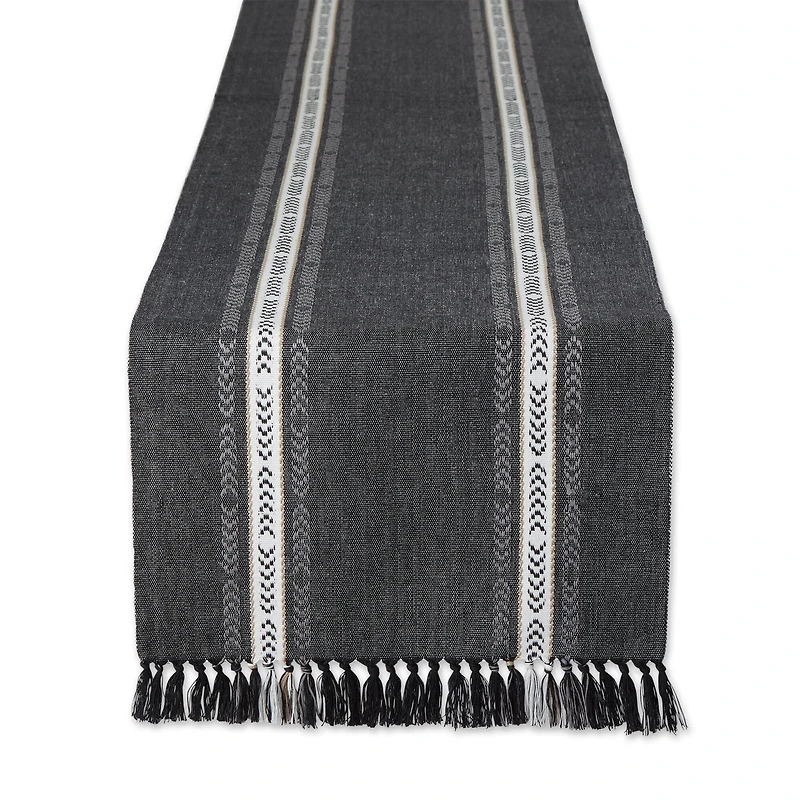 DII® 108" Dobby Striped Fringe Ribbed Table Runner