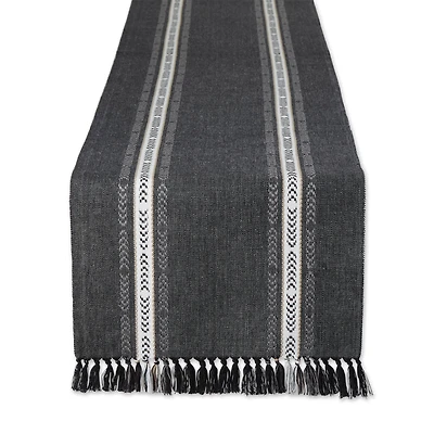 DII® 108" Dobby Striped Fringe Ribbed Table Runner
