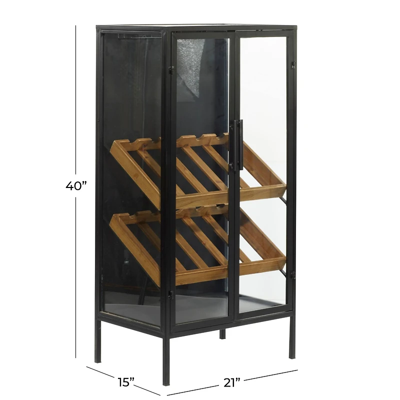 40'' Black Wood Contemporary Standing Wine Rack