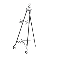 Traditional Black Iron Floor Easel, 46" x 21" x 22"