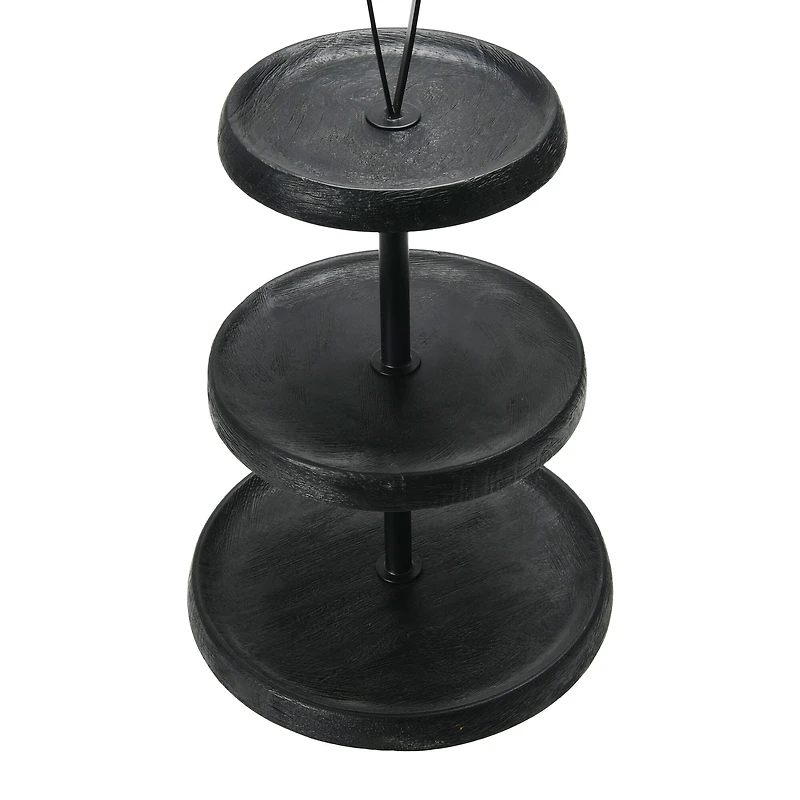 Hello Honey® 21.5" Black Elegant Modern 3-Tiered Tray