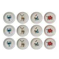 Hello Honey® 5" Mixed Woodland Print Round Stoneware Plates, 12ct.