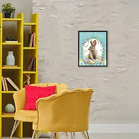 Stupell Industries Happy Easter Bunny Wreath Floating Frame Wall Art