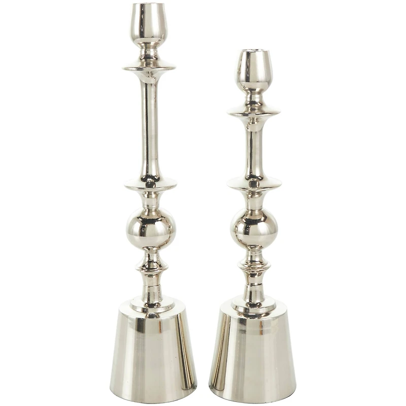 Silver Aluminum Candle Holder Set