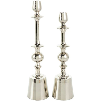 Silver Aluminum Candle Holder Set