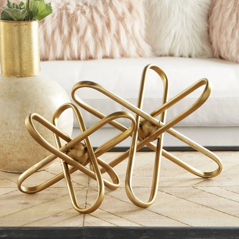 CosmoLiving by Cosmopolitan Gold Metal Modern Geometric Sculpture Set