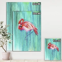 Designart - Pink Flamingo In Blue