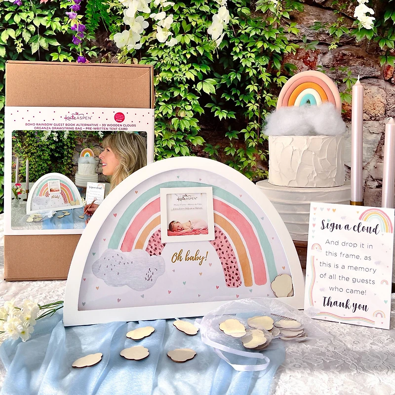 Kate Aspen® Boho Rainbow Frame Baby Shower Guest Book Alternative