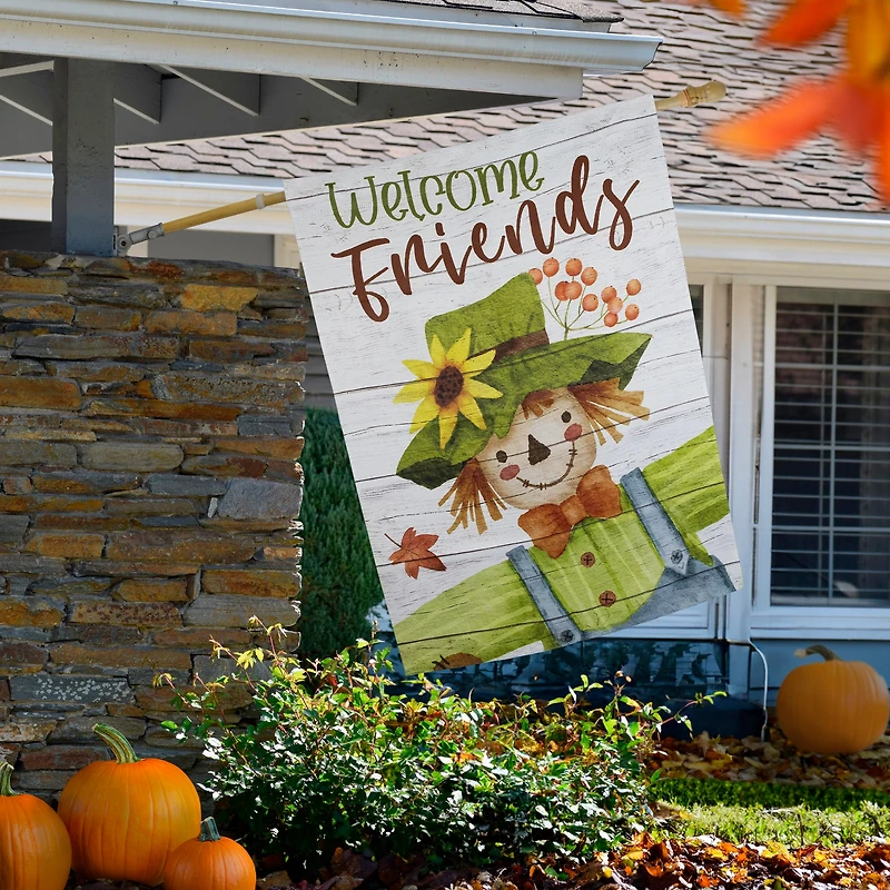 40" x 28" Scarecrow Welcome Friends Fall Harvest Outdoor House Flag