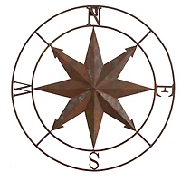 18" Rustic Nautical Metal Compass Wall Art Decor