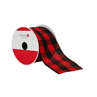 2.5" x 20ft. Red & Black Buffalo Check Wired Ribbon by Celebrate It®