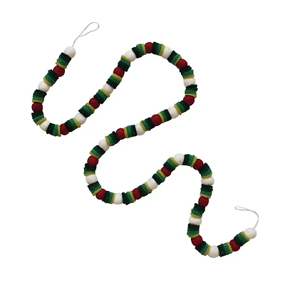 Hello Honey® 6ft. Red, Green & Cream Ball & Disc Handmade Wool Felt Garland