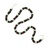 Hello Honey® 6ft. Red, Green & Cream Ball & Disc Handmade Wool Felt Garland