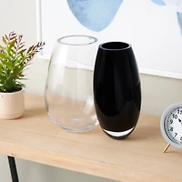 Black & Clear Abstract 2 Opening Recycled Glass Vase