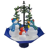 30" Musical Lighted Snowing Snowman Family in Umbrella Base Christmas Decoration